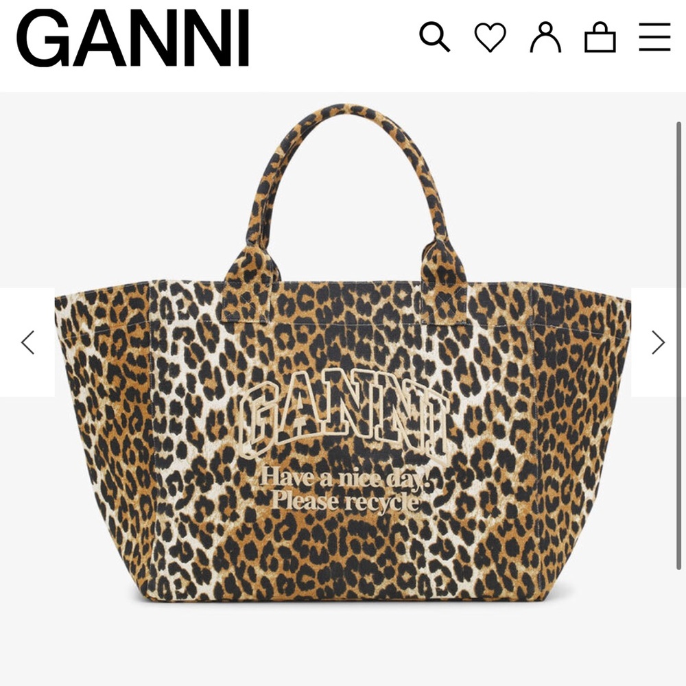 Ganni Brown Leopard Print Tote
